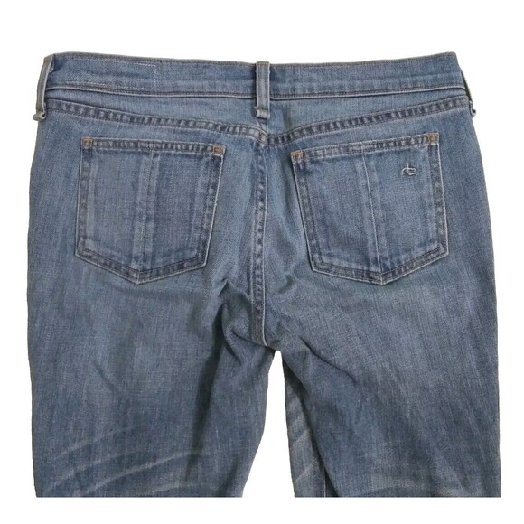 Rag Bone Women's 27 Skinny Relay Racer Jeans Blue Side Striped Ankle Zip - Picture 9 of 12